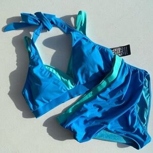 Stylish Blue and Teal Bikini Set